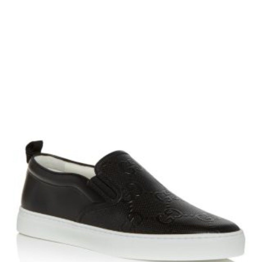 Gucci Men's Black and White Slip-On Loafers